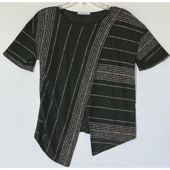 ZARA Olive Green Striped Stretch Knit Top + Pants 2 PC Suit Set - Portugal - Picture 7 of 14